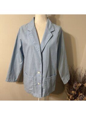 Vtg Gertrude Davenport Women Light Blue Blazer Jacket Lightweight Pockets Sz 12